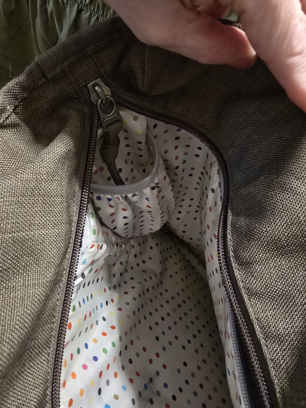 Olive Canvas Green Laptop Tote Multicolor Polka Dot Interior By OGIO - Picture 11 of 11
